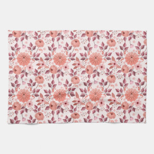 Elegant Pink Vintage Rose Flowers Tea Towel