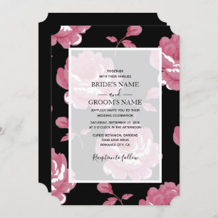 Elegant Pink Vintage Roses Wedding Invitations
