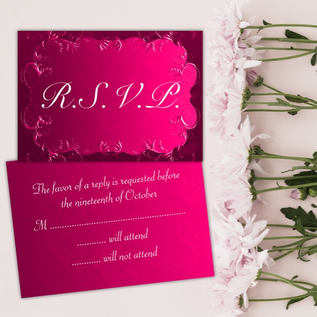 Elegant Pink Vintage Wedding RSVP (Creator Uploaded)