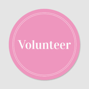 Elegant Pink Volunteer Magnetic Name Tag