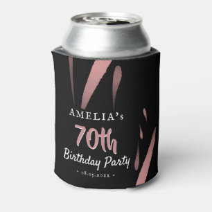 Elegant Pink Watercolor 70th Birthday Party Can Cooler