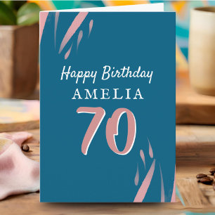 Elegant Pink Watercolor 70th Happy Birthday Card