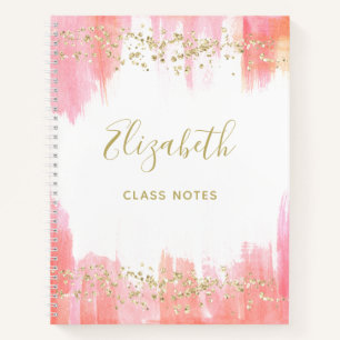 Elegant Pink Watercolor and Gold   Notebook