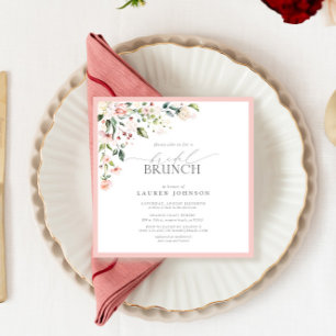 Elegant Pink Watercolor Botanical Bridal Brunch Invitation