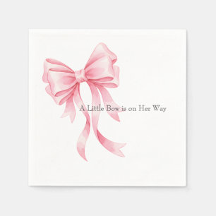 Elegant Pink Watercolor Bow Baby Shower Napkin