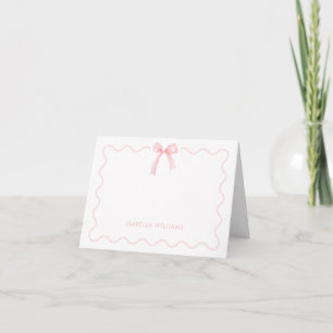 Elegant Pink Watercolor Bow Personalised Thank You Card