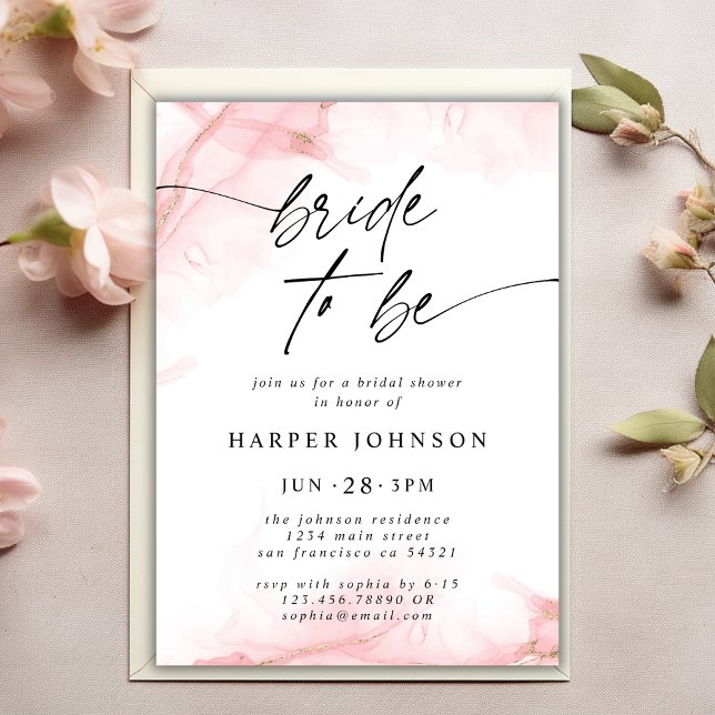 Elegant Pink Watercolor Bridal Shower Bride to be Invitation (Creator Uploaded)