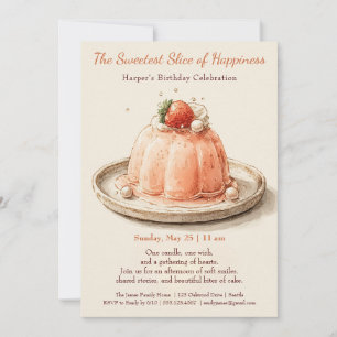 Elegant pink Watercolor Cake Birthday Invitation