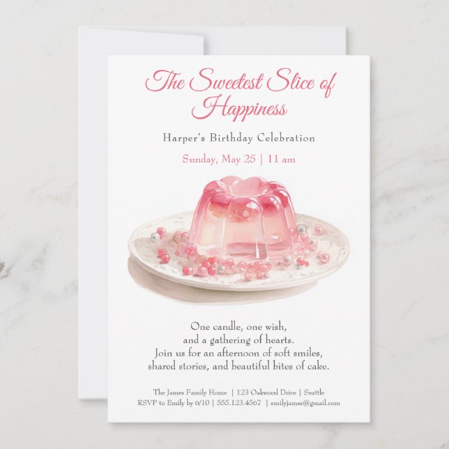 Elegant pink Watercolor Cake Birthday Invitation (Front)
