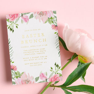 Elegant Pink Watercolor Floral Easter Brunch