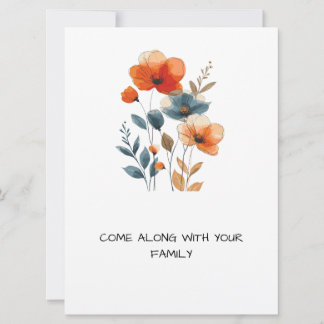 Elegant Pink Watercolor Floral Flat Greeting Card