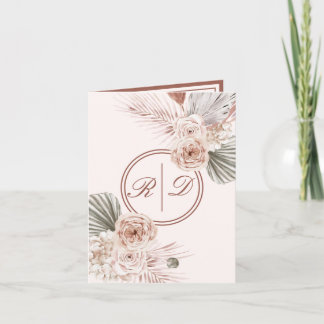 Elegant Pink Watercolor Floral Monogram Wedding Invitation