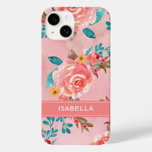 Elegant Pink Watercolor Floral Pattern Case-Mate iPhone 14 Case