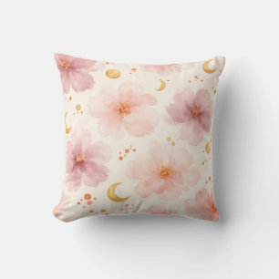 Elegant Pink Watercolor Floral Pattern Cushion