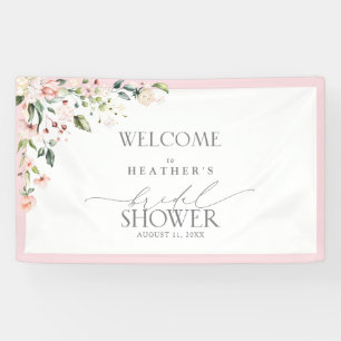 Elegant Pink Watercolor Floral Shower Welcome Banner