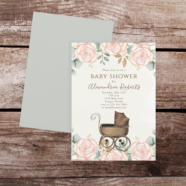 Elegant Pink Watercolor Floral Sweet Baby Shower Invitation (Creator Uploaded)