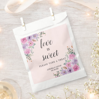 Elegant Pink Watercolor Floral Wedding Favour Bag