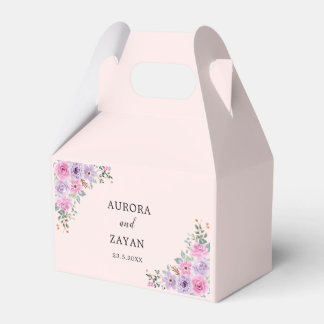 Elegant Pink Watercolor Floral Wedding Favour Box