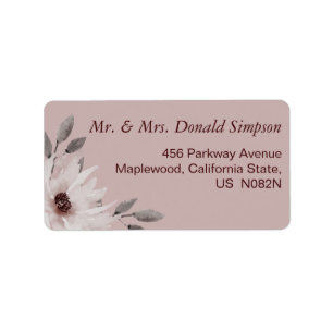 Elegant Pink Watercolor Floral Wedding Label