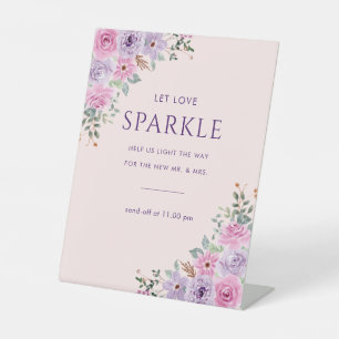 Elegant Pink Watercolor Floral Wedding Pedestal Sign