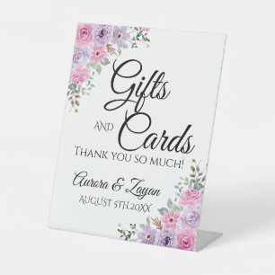Elegant Pink Watercolor Floral Wedding Pedestal Sign