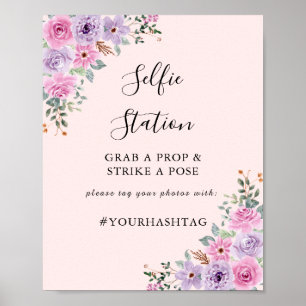 Elegant Pink Watercolor Floral Wedding Poster