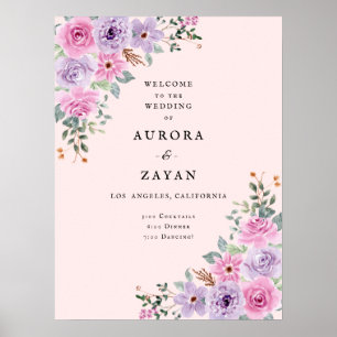 Elegant Pink Watercolor Floral Wedding Poster