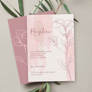 Elegant Pink Watercolor Floral Wedding Reception Enclosure Card