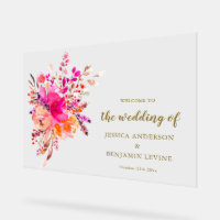 Elegant Pink Watercolor Floral Wedding Welcome