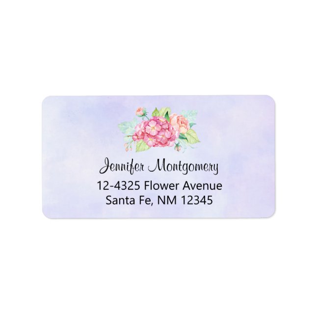 Elegant Pink Watercolor Flower Bouquet Label (Front)