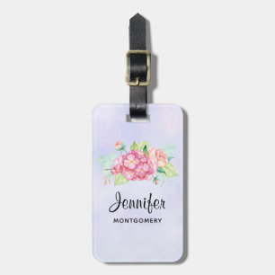 Elegant Pink Watercolor Flower Bouquet Luggage Tag