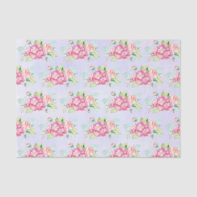Elegant Pink Watercolor Flower Bouquet Tissue Paper (Front)