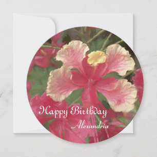 Elegant Pink Watercolor Flowers Birthday Card