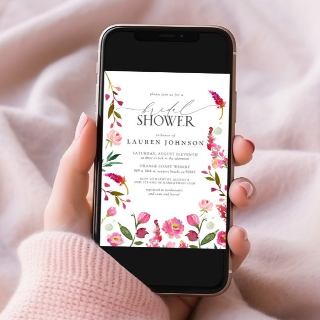 Elegant Pink Watercolor Flowers Bridal Shower Invitation (Creator Uploaded)