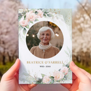 Elegant Pink Watercolor Flowers Death Announcement