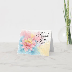 Elegant Pink Watercolor Lotus Flower Thank You  Card