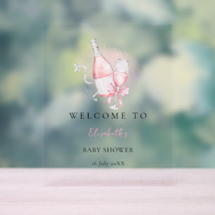 Elegant Pink Watercolor Modern Baby Shower Acrylic Sign