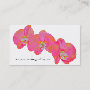 Elegant pink watercolor orchids tropical floral business card