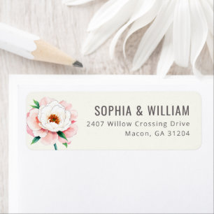 Elegant Pink Watercolor Peony Return Address Label