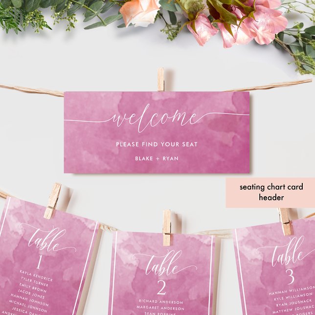 Elegant  Pink Watercolor Seating Chart Header (Creator Uploaded)