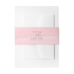 Elegant Pink Watercolor Wash Wedding Invitation Belly Band