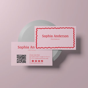 Elegant Pink Wavy Border for Women Professional Business Card