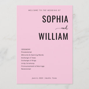 Elegant Pink Wedding Ceremony Program