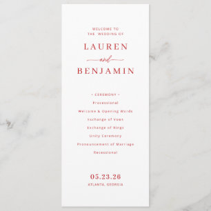 Elegant Pink Wedding Ceremony Program