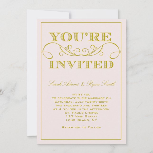 Elegant Pink Wedding Invitation (Front)