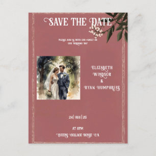 Elegant Pink Wedding Invitation Photo Postcard