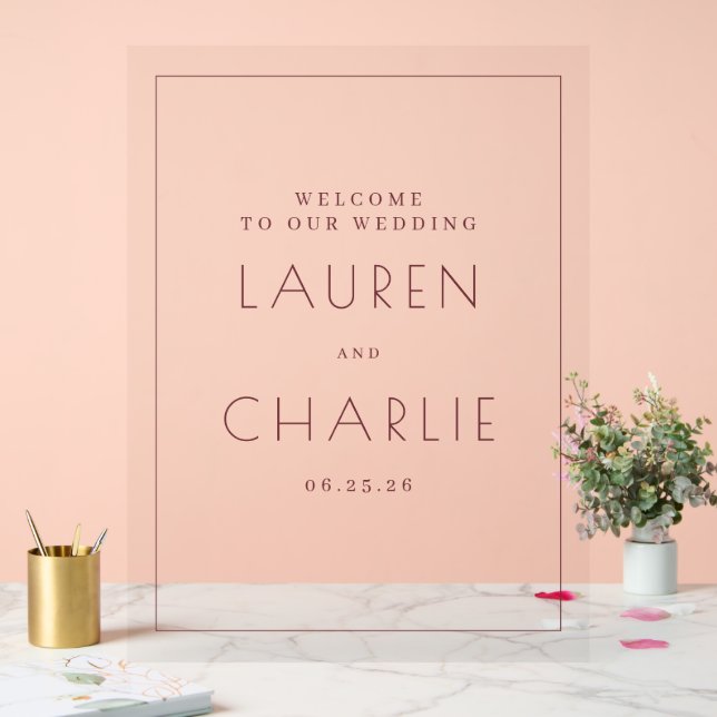 Elegant Pink Wedding Invitations Acrylic Sign (Wedding)
