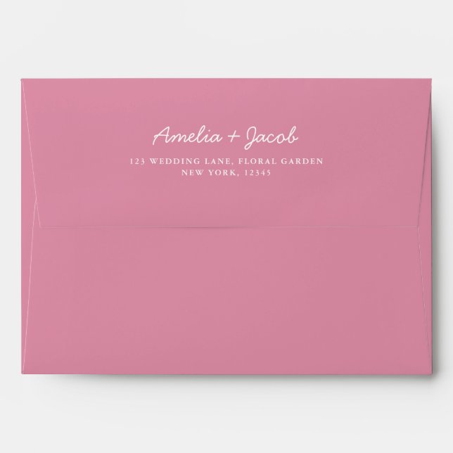 Elegant Pink Wedding Return Address Envelope (Back (Top Flap))