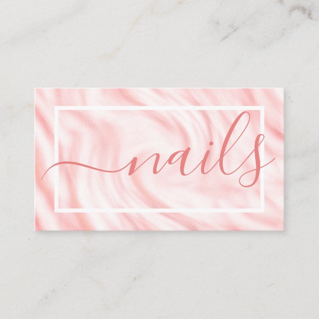 Elegant Pink White Calligraphy Name Signature Chic Business Card (Front)