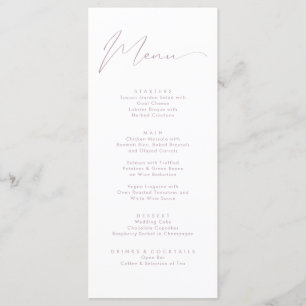 Elegant Pink White Calligraphy Script Wedding Menu